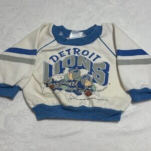 Vintage 1993 Detroit Lions Peanuts Snoopy Sweatshirt Babyfair 18 Months NFL Blue